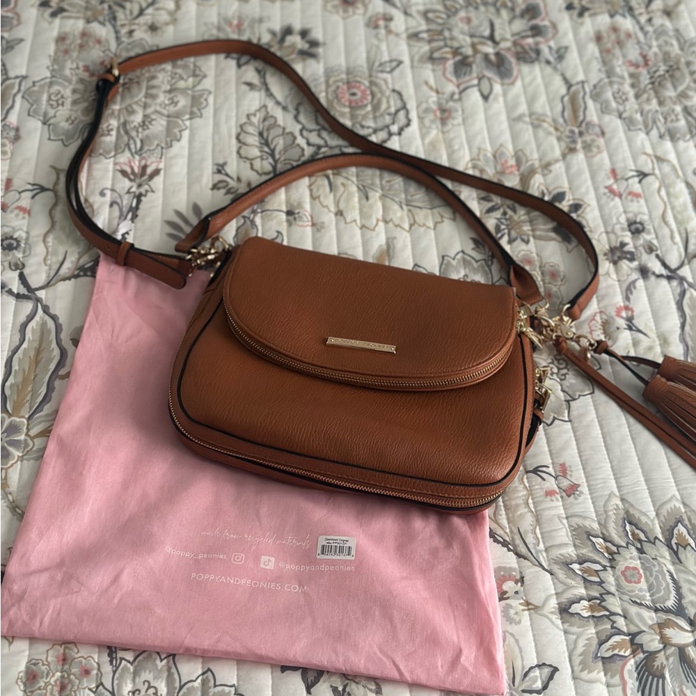 Poppy & Peonies Downtown Crossbody in Cognac with dust bag